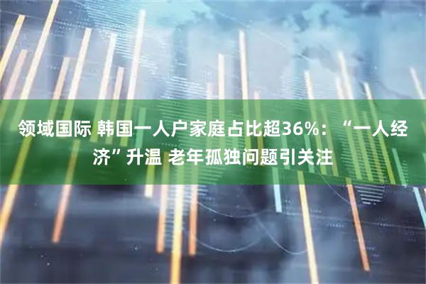 领域国际 韩国一人户家庭占比超36%：“一人经济”升温 老年孤独问题引关注